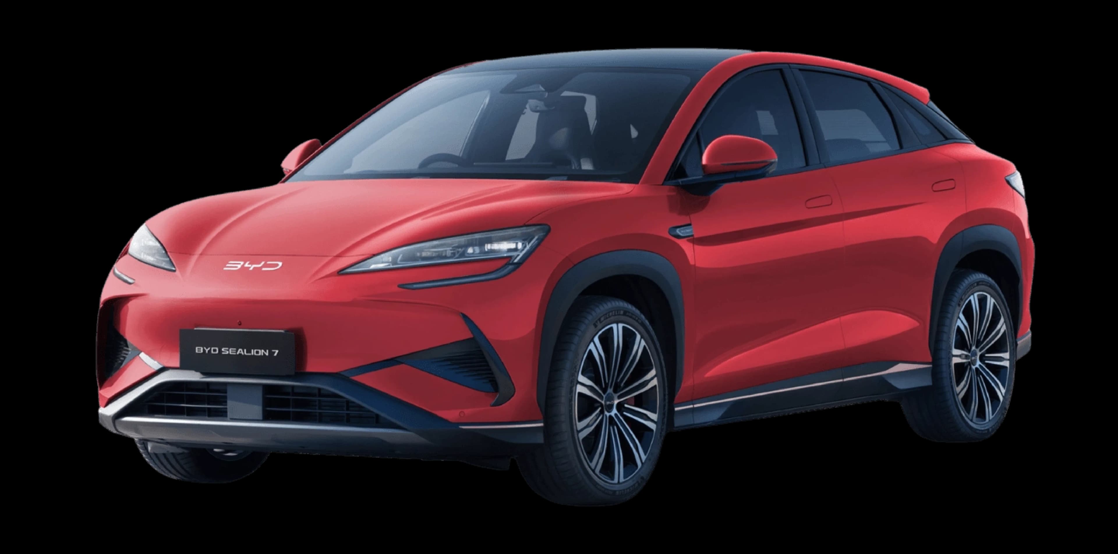 BYD Sealion 7 สีแดง Solar Red มุมหน้าเฉียง